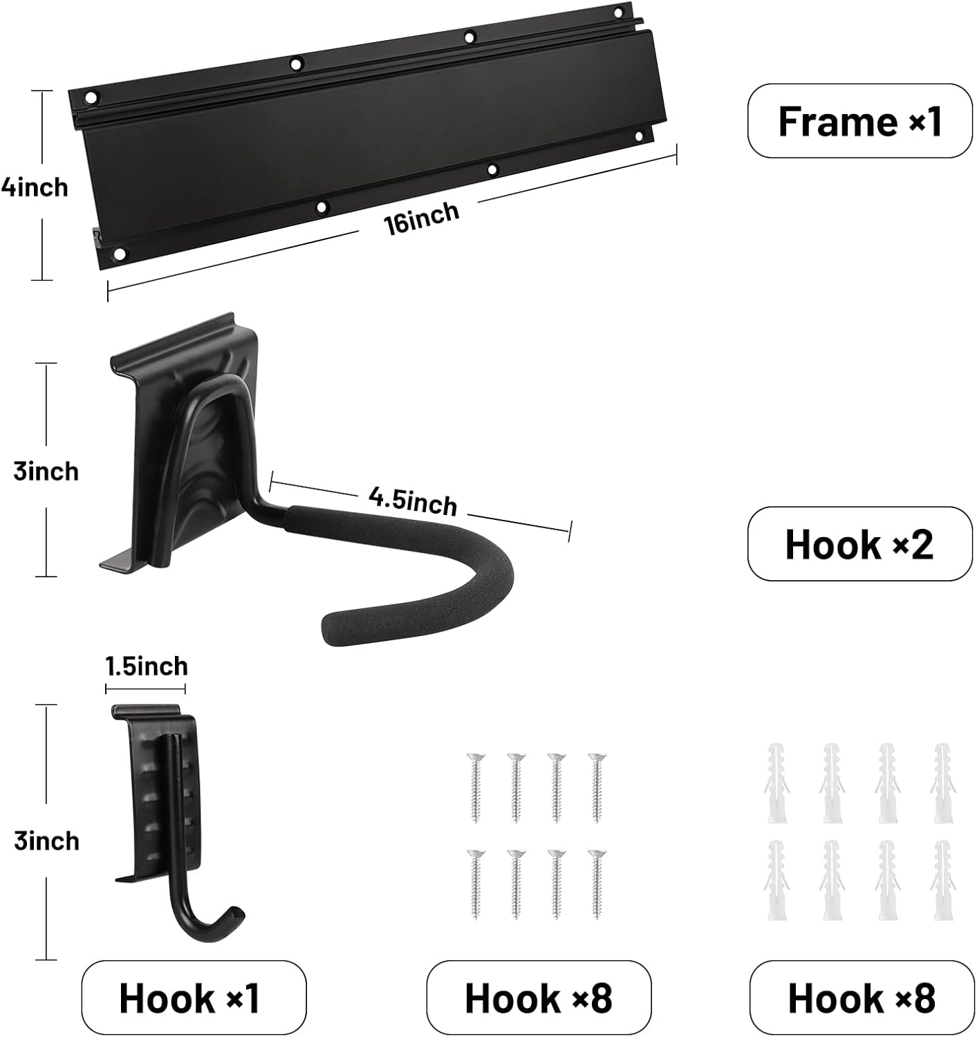 Bike Storage Rack Wall Mount Garage Hanger for 2 Bicycles & 1 Helmets, Adjustable Bike Rack Holds Up to 100Lbs
