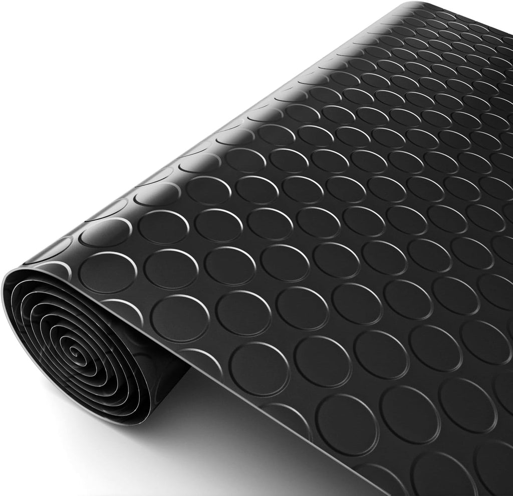 Premium Garage Floor Mat, Commercial Grade Heavy Duty Parking Mat for Garage Floor, Golf Cart Parking, Water/Stain Resistant Floor Runner (Black Coin, 4 x 6.5 Feet)