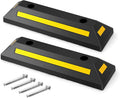 IRONMAX 2 Pack Parking Block, 21.5" Long Rubber Curb with Reflective Stripes, 9000 LBS Capacity, Heavy-Duty Garage Car Stopper for Cars Vans Trucks, Parking Stopper for Garage Driveway