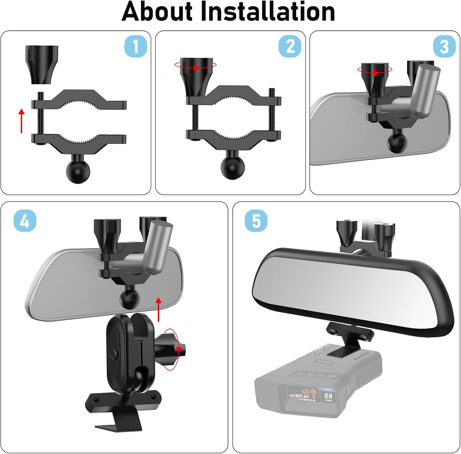 Car Rearview Mirror Radar Detector Mount,Suitable for Uniden R7 R8 R8w Radar Detectors,Rearview Mirror Rod Radar Mount,Not Applicable to Other Listed Models (Only for Uniden Radar Detector R7 R8)