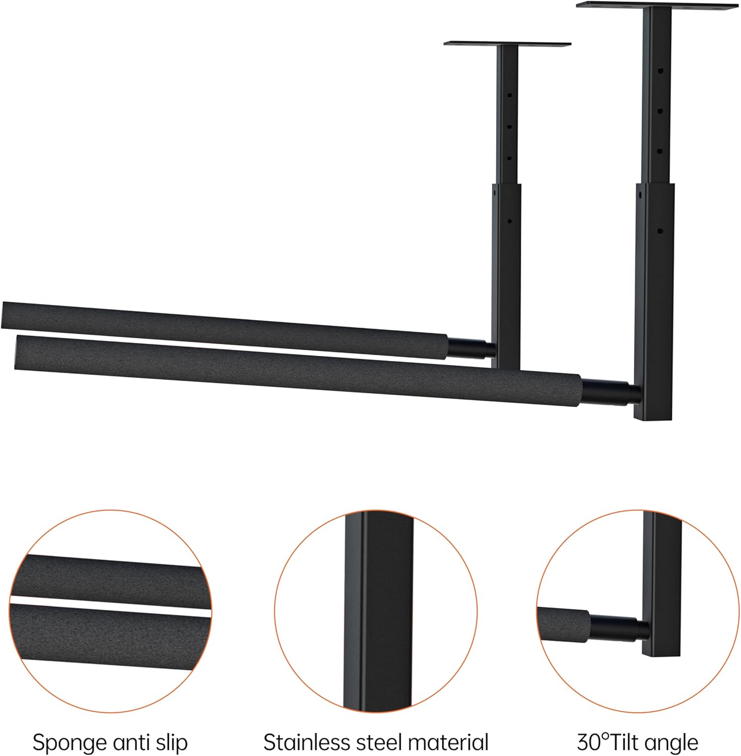 Adjustable Ladder Ceiling Rack, Kayak Overhead Garage Storage Rack, Garage Ceiling Storage for Kayak, Ladder, Surfboard, Snowboar Overhead Hanger, Holds 150 lbs, Black