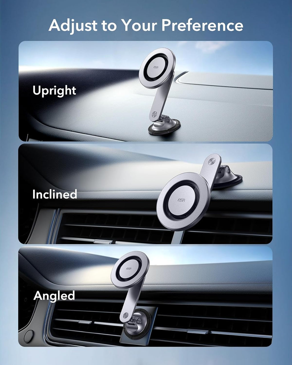 ESR for MagSafe Car Mount, Dashboard Magnetic Phone Holder for Car, 360° Rotation,Car Phone Holder Mount for iPhone 16/16e/15/14/13/12, Galaxy S25, Strong Magnets,Car Accessories(with 2 Mental Rings)