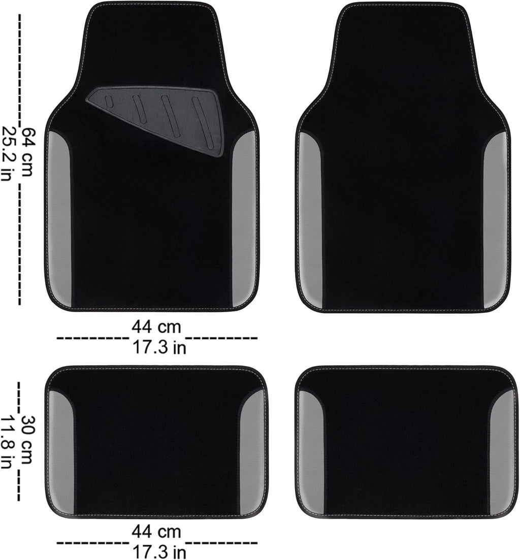 CAR PASS 3D Air Mesh Car Seat Covers Full Sets w/5mm Sponge, 4Pcs Waterproof Car Floor Mats, Steering Wheel Cover Universal Fit for SUV Sedan Truck, Airbag Compatible Automotive Interior(Black Gray)