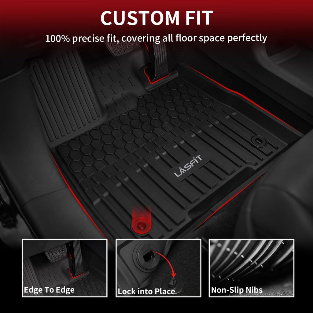 LASFIT Floor Mats for Toyota Sienna 8 Seats 2021-2024 2025 All Weather TPE Custom Fit Floor Liner for Toyota Sienna LE/XLE 8 Passenger Front and Rear Car Mats, Black
