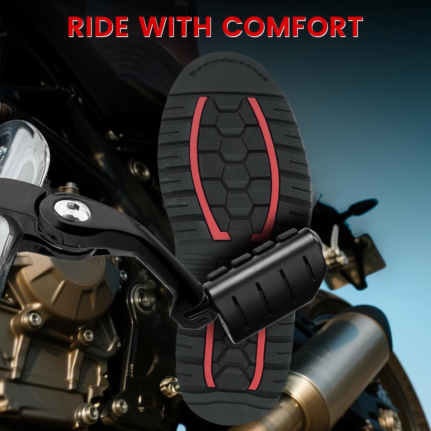 1.25" Highway Pegs Long Angled Pegs Adjustable for Harley Davidson Touring Road King Road Glide Street Glide Electra Glide Dyna Sportster Softail 1 1/4" Engine Guard Foot Peg, Black