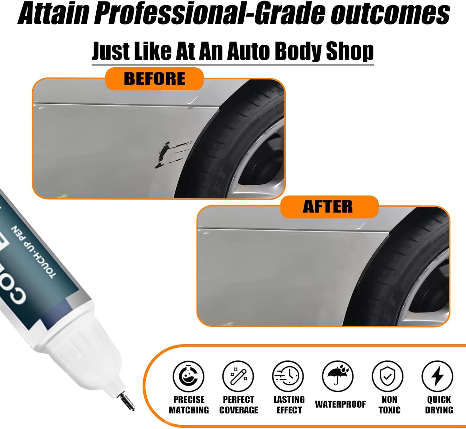 Alpine White(300) Touch Up Paint for BMW, Car Paint Pen Scratch Repair Two-In-One Touch Up Paint, Premium Car Scratch Remover for Deep Scratches