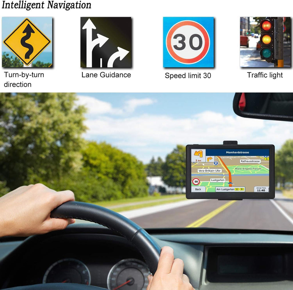 GPS Navigator for Car 7 Inch, GPS Truck Drivers Commercial 2025, Trucker GPS for Semi Truck, Navigation System with Lifetime Map Updates, Speed Limit Warnings, Driver Alerts