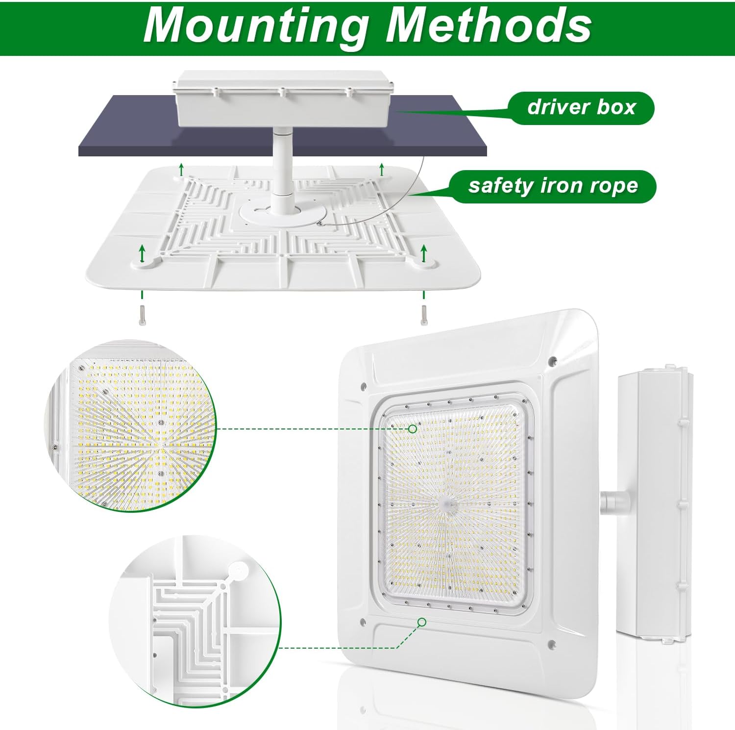 OSTEK LED Gas Station Canopy Light, 240W Carport Ceiling Light 5700K, Outdoor Rated (1000W HID/HPS Equivalent), 90-277V IP65 DLC & UL Listed (240W-1 Pack)