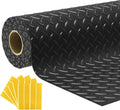 7.5x20 FT Garage Floor Mat, 2.8mm Thickened Flooring Roll with 20Pcs Tapes, Diamond Plate PVC Rubber Trailer Mat, Non-Slip Floor Protector Mat for Garage, Warehouse, Gyms, Trailer(Matte Black)