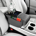 Upgrade Arm Rest Cover for Car, 5-in-1 Middle Console Cover Cushion Pad with Cup Holders & Side Pockets, Center Armrest Storage Box, Gray