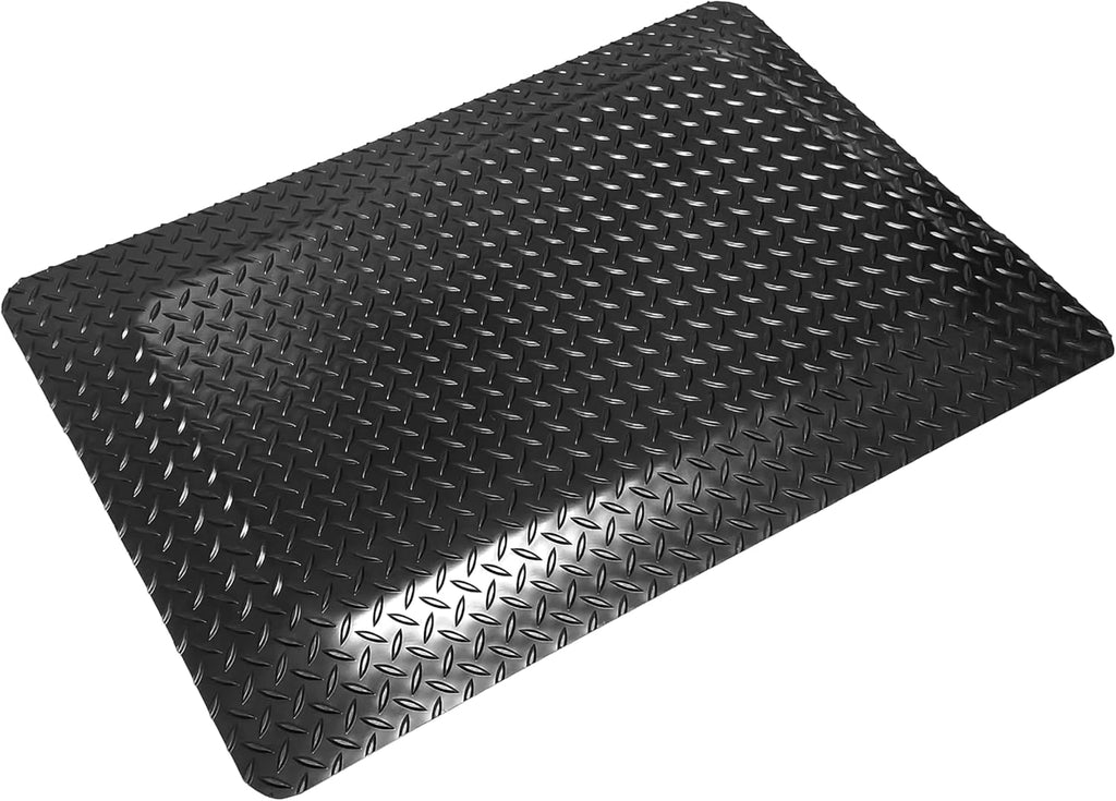 Rhino Mats, American Classic Diamond Anti-Fatigue Mats, Industrial Ergonomic Comfort Standing Mat for Work, Home, Garage, Office, Kitchen or Anywhere (Black 9/16" Thick, 4 FT. x 24 FT.)