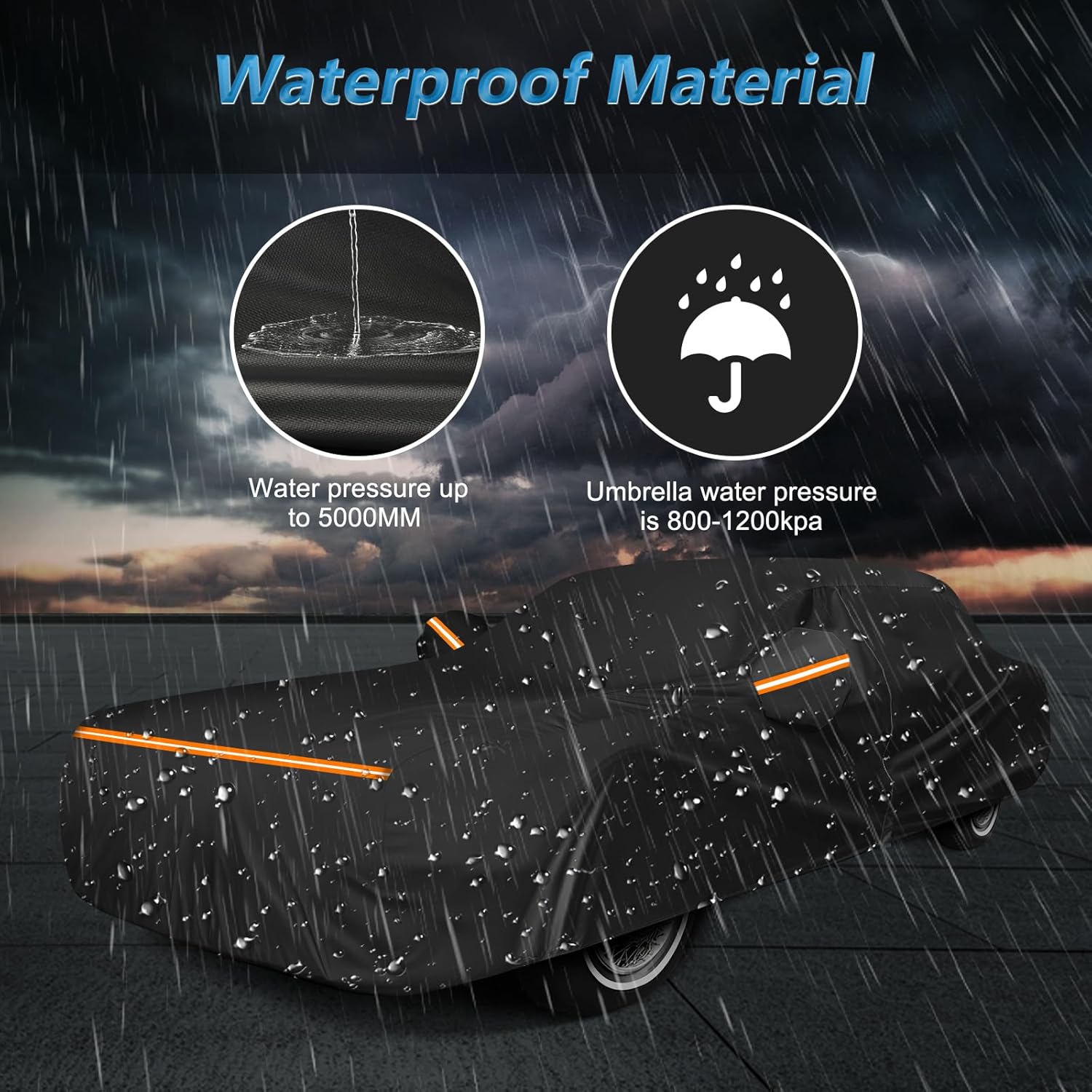 Car Cover for Cadillac Eldorado Biarritz/Brougham/Fleetwood/Convertible 1979-1991, Waterproof 210D Oxford Cloth and Cotton Cover Outdoor Car Cover with Zipper Windproof Heavy Duty All Weather