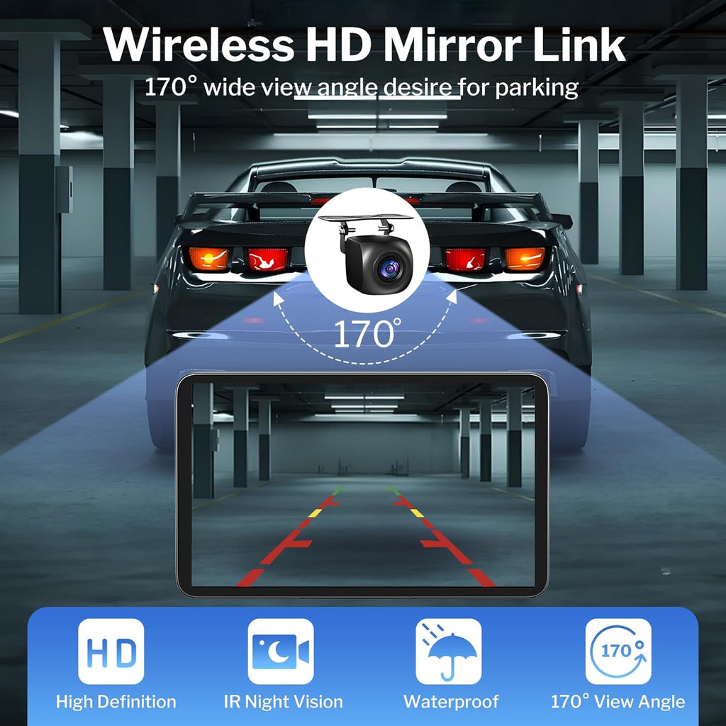 Wireless Apple Carplay Screen for Cars, 7" HD Portable Car Stereo Touch Screen for Apple CarPlay & Android Auto with Backup Camera/Mirror Link/Siri/Voice Control/GPS Navigation/AUX for All Vehicles
