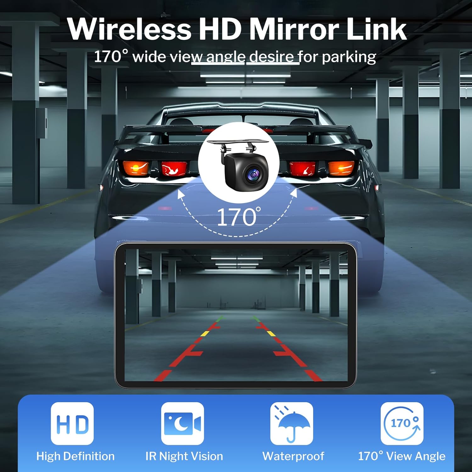 Wireless Apple Carplay Screen for Cars, 7" HD Portable Car Stereo Touch Screen for Apple CarPlay & Android Auto with Backup Camera/Mirror Link/Siri/Voice Control/GPS Navigation/AUX for All Vehicles
