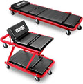 DNA MOTORING TOOLS-00193 48" 2 IN 1 Folding Rolling Garage Shop Creeper Roller Seat, 7 Pcs 2" Casters, 350 Lbs Weight Capacity, Gray