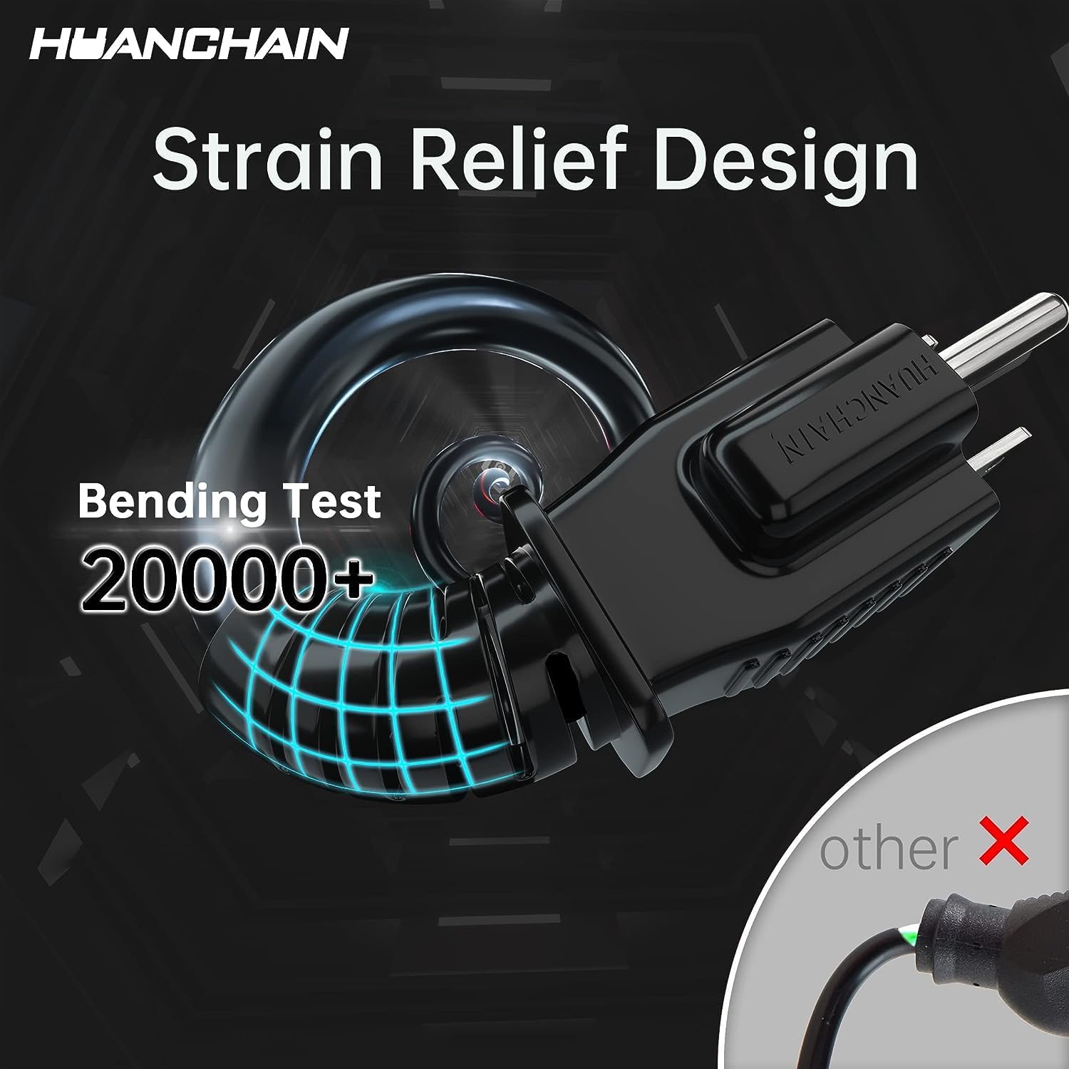 HUANCHAIN Indoor Outdoor Black Extension Cord 25 ft 2 Pack Waterproof, 16/3 Gauge Flexible Cold-Resistant Appliance Cable Outside, 13A 1625W 16AWG SJTW, 3 Prong Heavy Duty Electric Cord, ETL