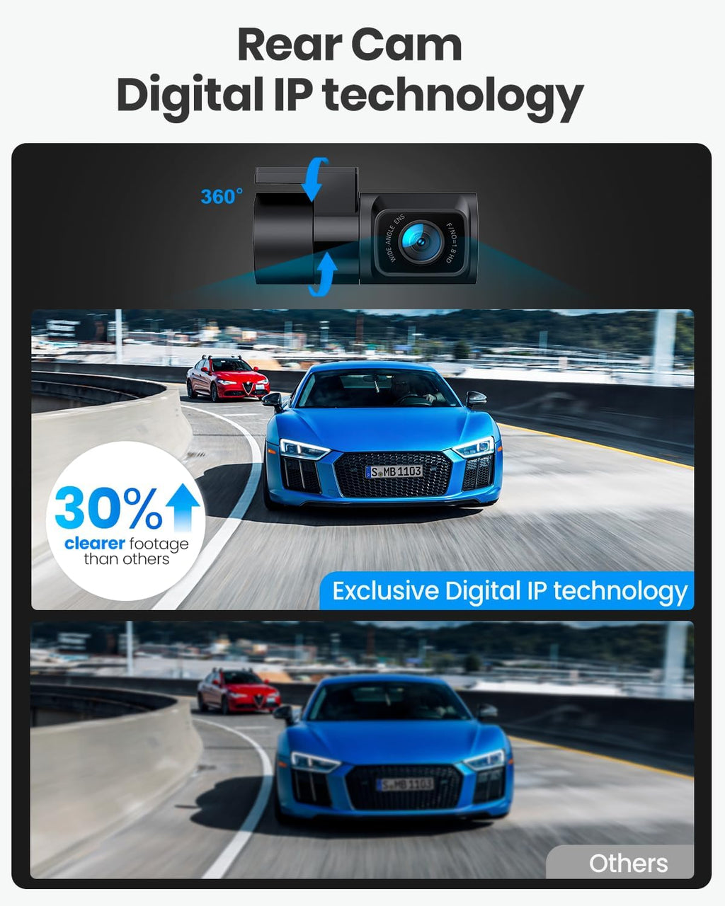 Real 4K 30fps Dash Cam Front and Rear, 2 Channel HDR with Top-Level Sensor, 5.8GHz Wi-Fi GPS G-Sensor 3.3'' Big IPS, Super Night Vision, Parking Mode, Dash Camera for Cars with App, Support 512GB Max
