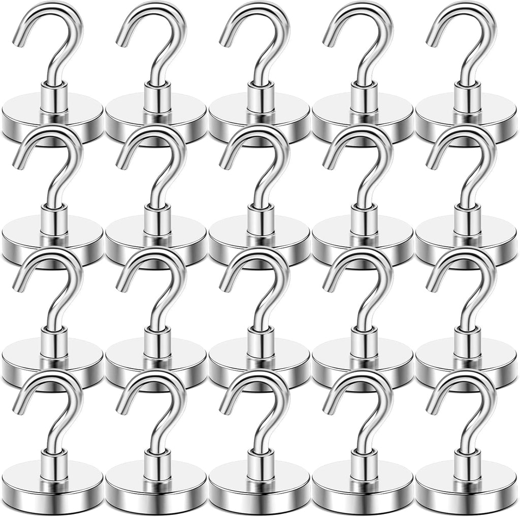 DIYMAG Magnetic Hooks, 118 LB Heavy Duty Strong Magnet with Hook, Rare Earth Neodymium Magnets for Hanging, Magnetics Hanger for Curtain, Home, Kitchen, Workplace, 20 Packs