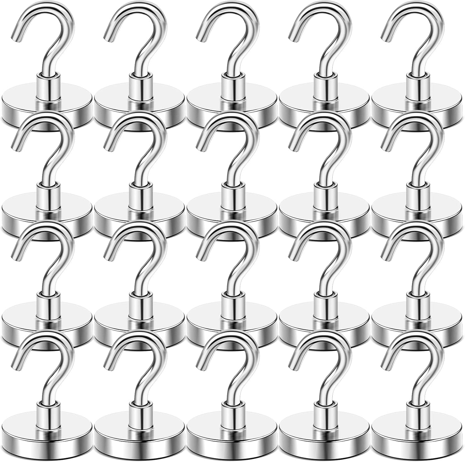 DIYMAG Magnetic Hooks, 118 LB Heavy Duty Strong Magnet with Hook, Rare Earth Neodymium Magnets for Hanging, Magnetics Hanger for Curtain, Home, Kitchen, Workplace, 20 Packs