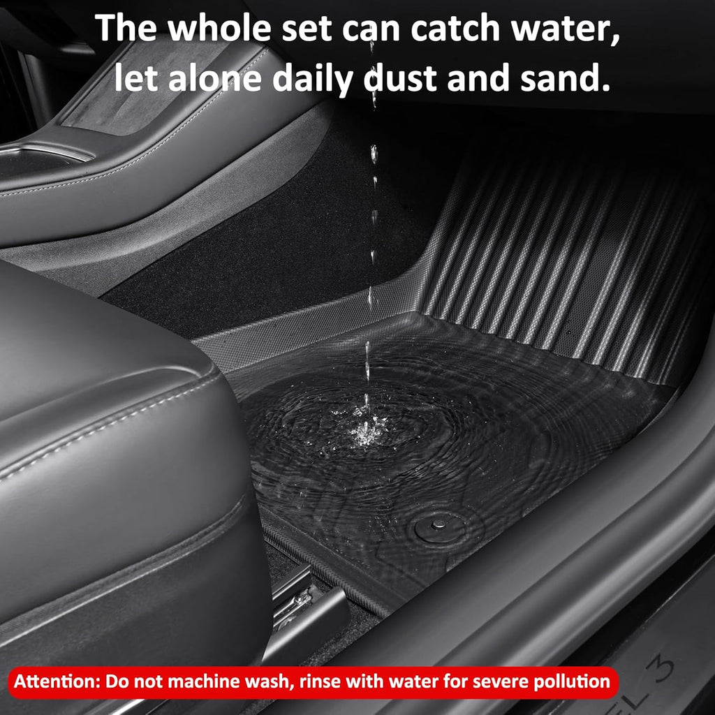 Car Foot Mats for Tesla Model 3 with 4 TPE Materials On The Front and Rear Rows Suitable for All Weather Conditions Suitable for Model 3 2020-2024