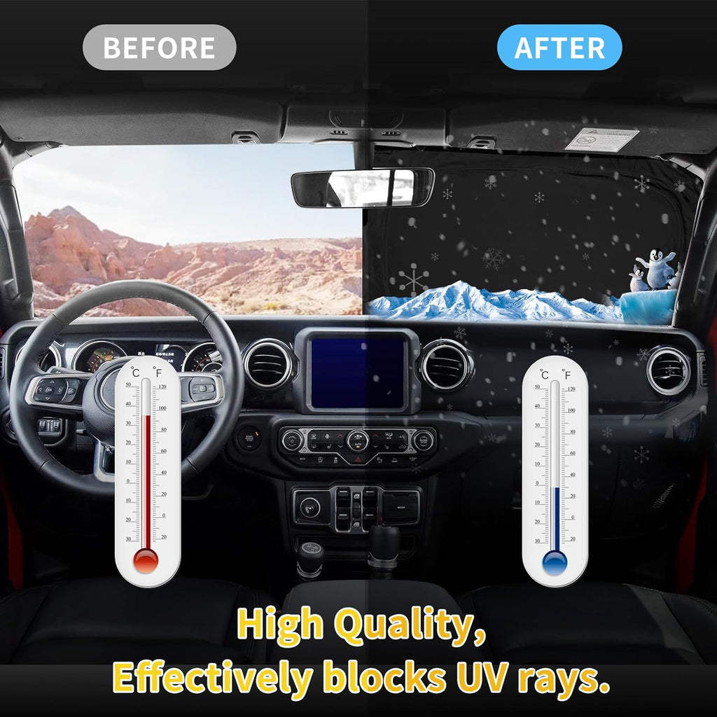 for Honda Civic 2012-2015 Sun Shade Sunshade Windshield Cover, 4-Layer Front Window Shade Custom Fit Civic Sun Visor 240T Retractable Shade Blocks UV Rays Cooler Car Accessories
