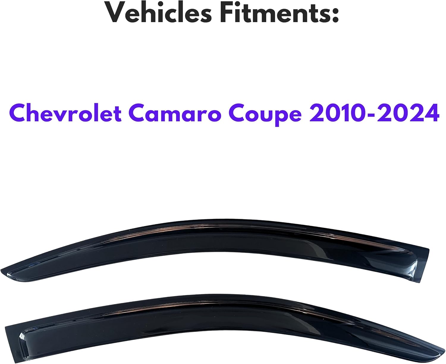 KPY Window Visors Compatible with Chevrolet Camaro Coupe 2010-2024, 2PC Rain Guard Side Vent Deflectors Tape-On Style, 2010 2011 2012 2013 2014 2015 2016 2017 2018 2019 2020 2021 2022 2023 2024
