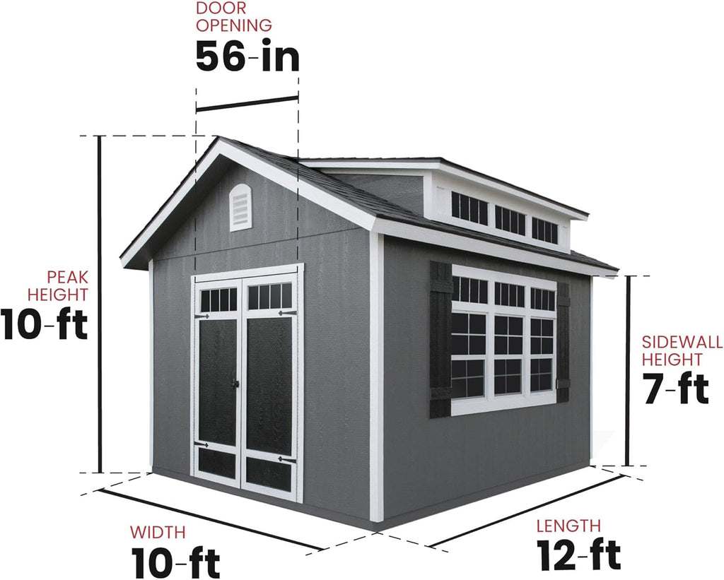 Handy Home Products Windemere 10x12 Do-it-Yourself Wooden Storage Shed with Floor, Beige
