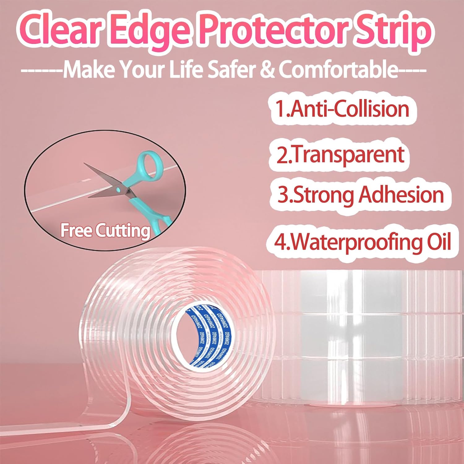 Clear Soft Corner Protectors for Furniture Strip,1.4in x13FT,Sharp Edge & Table Bumper,Window Edge,Wall Protector, Soft Corner Guards Safe for Proof,Table Corner Protectors in Family