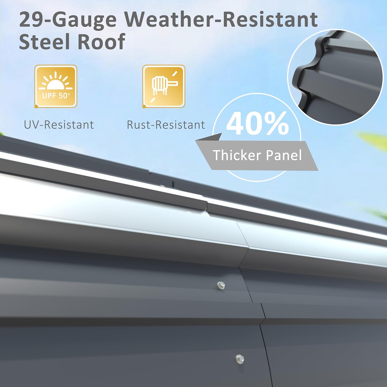 12x20 FT Outdoor Carport with Metal Roof, Heavy Duty Metal Carport Canopy, Garage Car Shelter Shade for Car, Truck, Boat, Gray