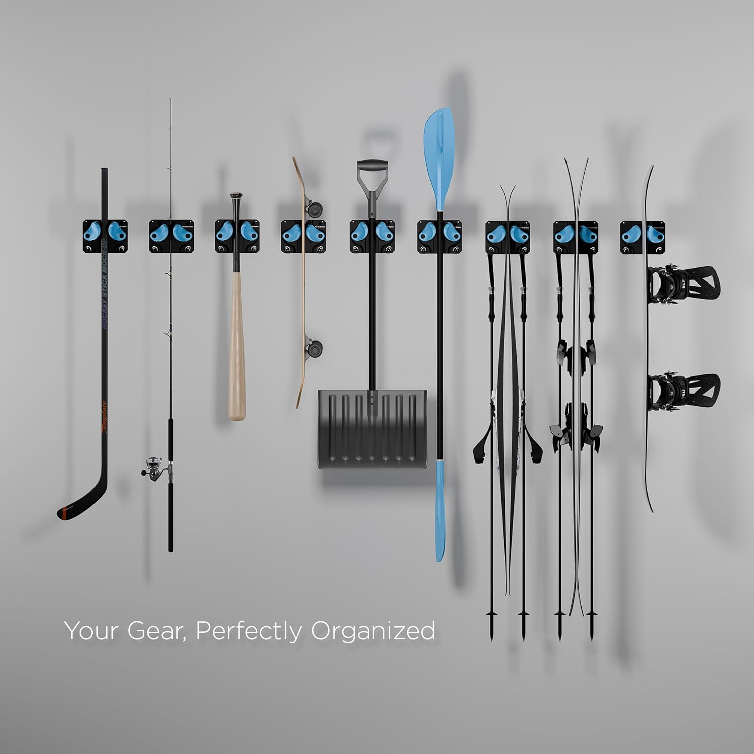 Ultimate Ski & Snowboard Wall Storage Rack - Fits any Ski or Snowboard - Save Your Rocker, Tips and Tails - Damage-free - 6x - Black