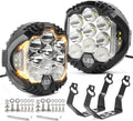 LIGBT 2PCS 7 Inch Round LED Offroad Light with DRL 90W LED Off Road Lights Super Bright Driving Spot Light Bar with Amber DRL Side Shooter Lights Waterproof 12V 24V for Pickup Trucks SUV UTV