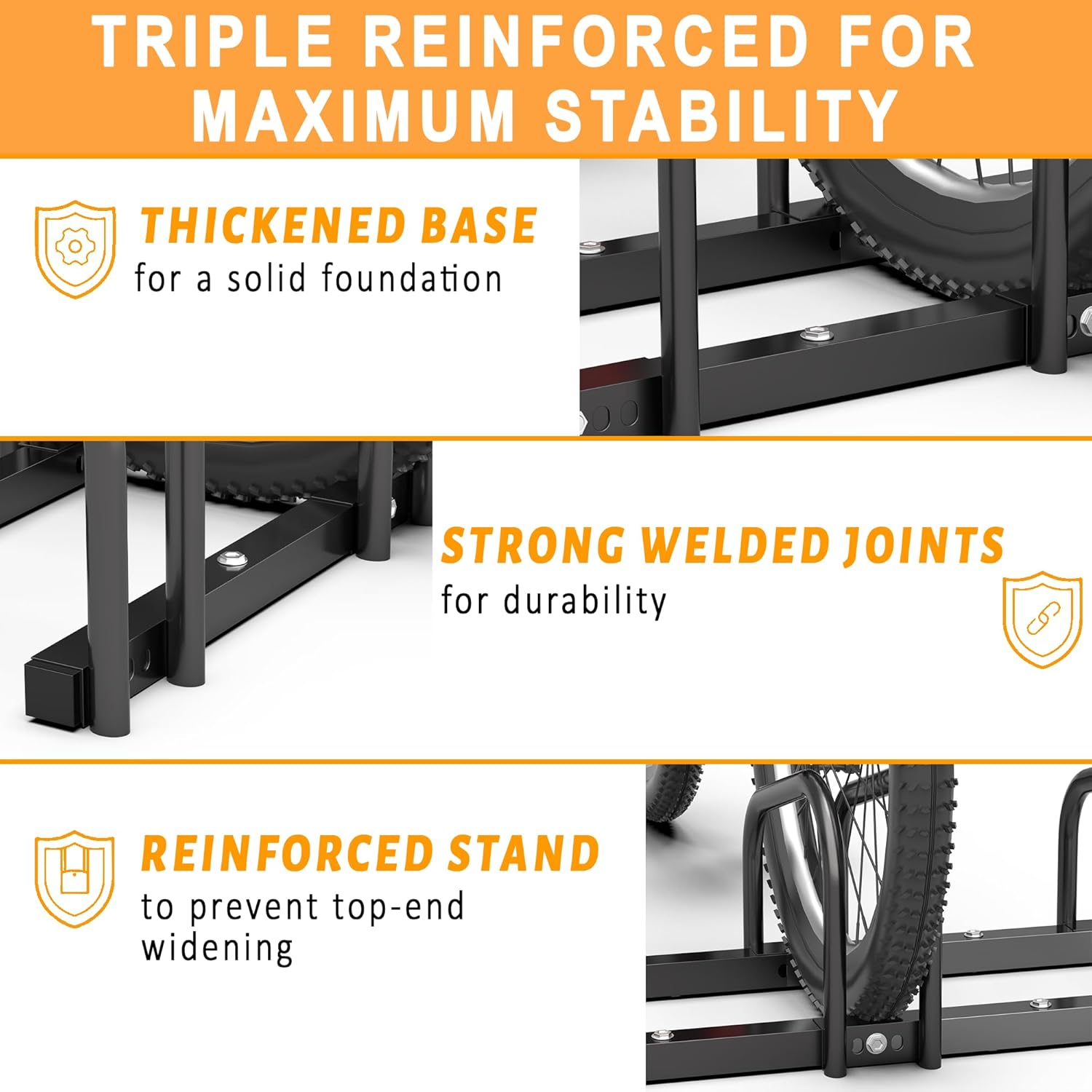 Ultrawall Bike Storage Rack for Garage, 4 Bikes Floor Bike Stand, Bicycle Parking Holder Stand for Indoor/Outdoor, Fit 22-28" Wheel Tire Width 2.1"