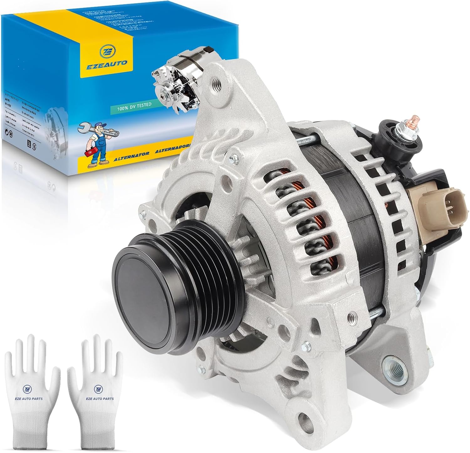 Ezexpreze Alternator 11385N Replacement for 1.8L L4 Toyota Corolla 2009-2011, Matrix 09-10, Pontiac Vibe 09-10, Scion xD 08-14, 6-Groove Clutch Pulley OE#11385, 12897, 270600T040, 0986CR6103, AL3370X