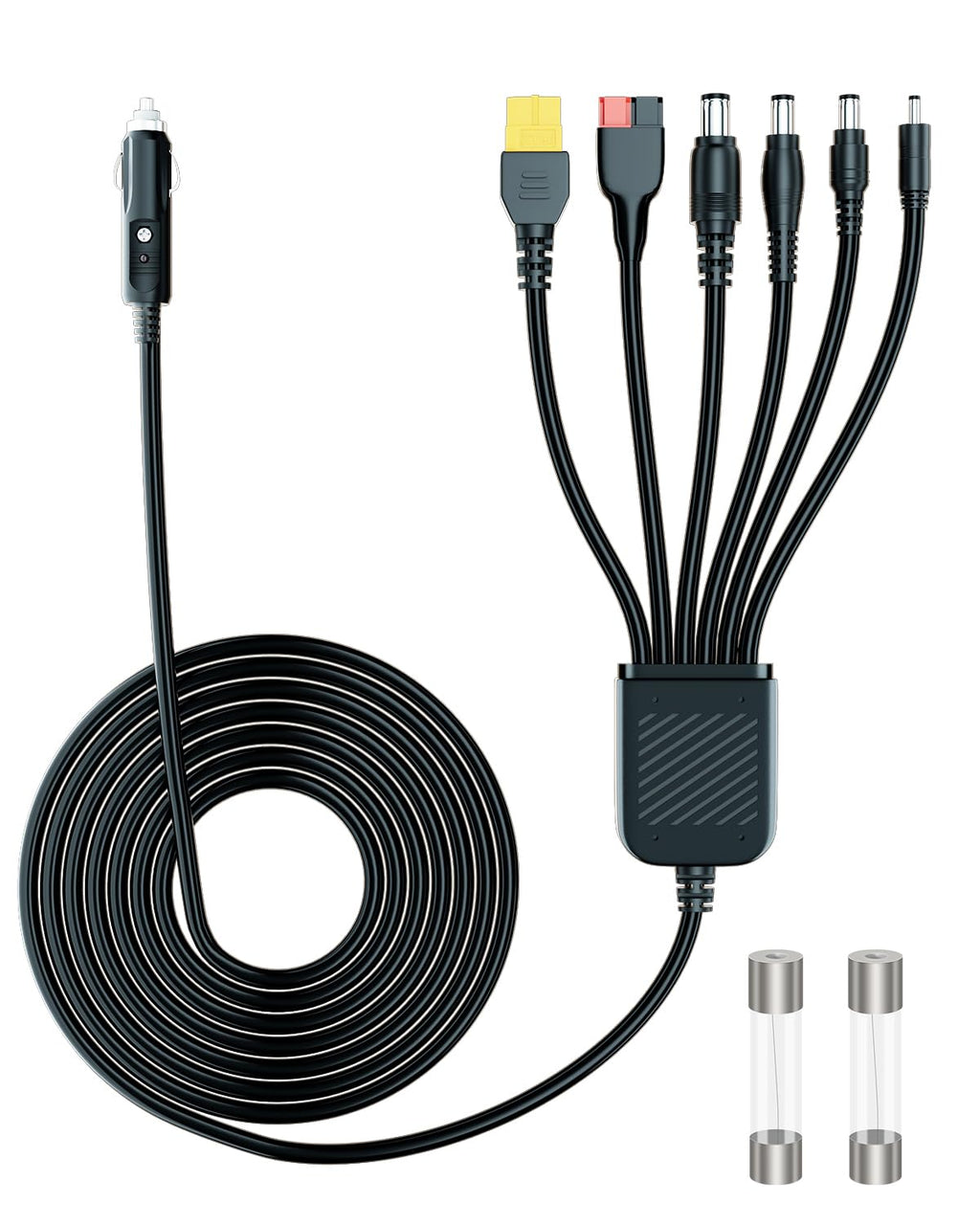 Car Charging Cable Compatible with Jackery Anker EcoFlow 16AWG Car Cigarette Lighter Charger to 6 in 1 Cable Cigarette Lighter Charging for Portable Power Station