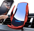 Wireless Car Charger, MAX 15W Fast Charging Auto Clamping, Sensing Phone Holder Mount, fit for iPhone 16 15 14 13 12 Pro Max Xs X, Samsung Galaxy S24 Ultra S23 S22 S21 S20 Note20 (4-Red)
