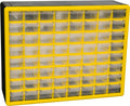 Akro-Mils 64-Drawer Plastic Drawer Storage Cabinet for Garage Organization, Bead Organizer, Building Bricks Storage, Teacher Toolbox, Makeup Organizer, 20-Inch W x 6-Inch D x 16-Inch H, 10164 Yellow