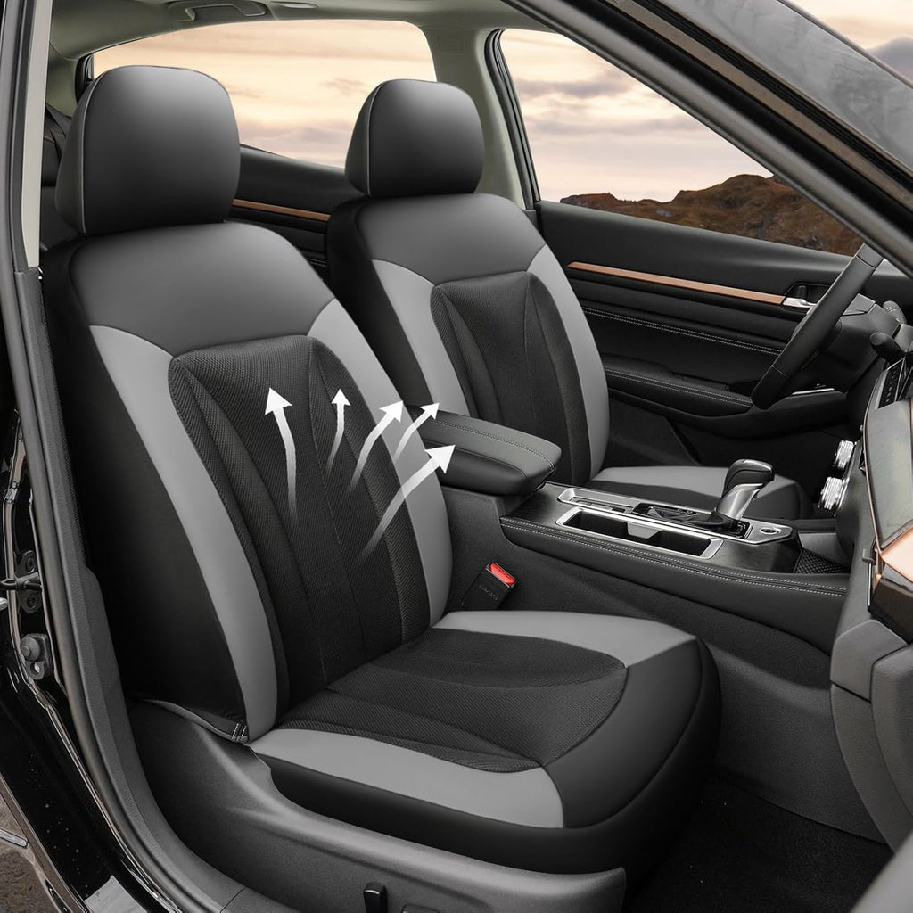 GIANT PANDA Front Seat Cover for Nissan, 3D Air Mesh Car Seat Covers Custom Fit Nissan Rogue Altima Sentra Versa Kicks Frontier Murano Pathfinder Maxima (Grey 2-Pack)