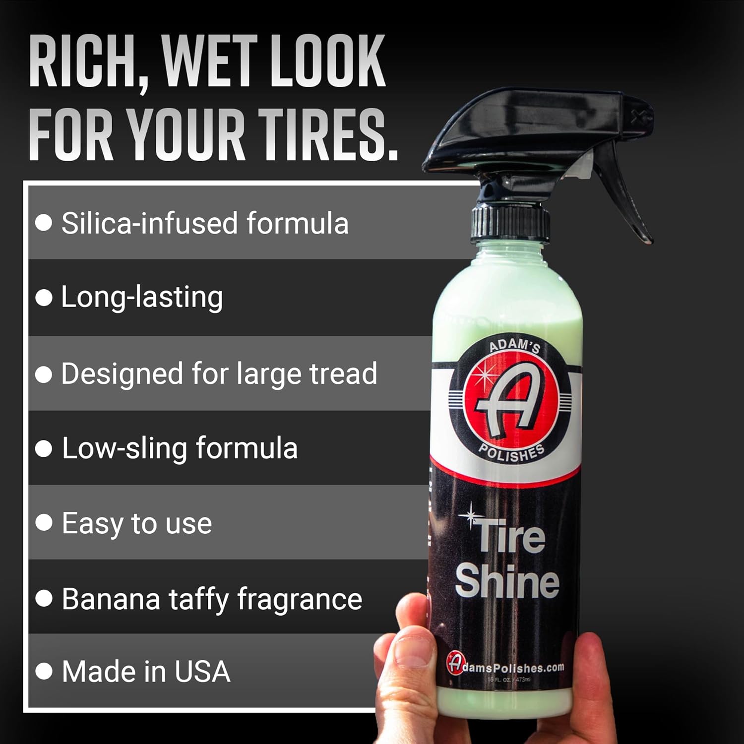 Adam's Polishes Tire Shine Gallon - Spray Tire Dressing W/ SiO2 for Non Greasy Car Detailing |Use W/Tire Applicator After Tire Cleaner & Wheel Cleaner,Gives A Ceramic Coating Wax