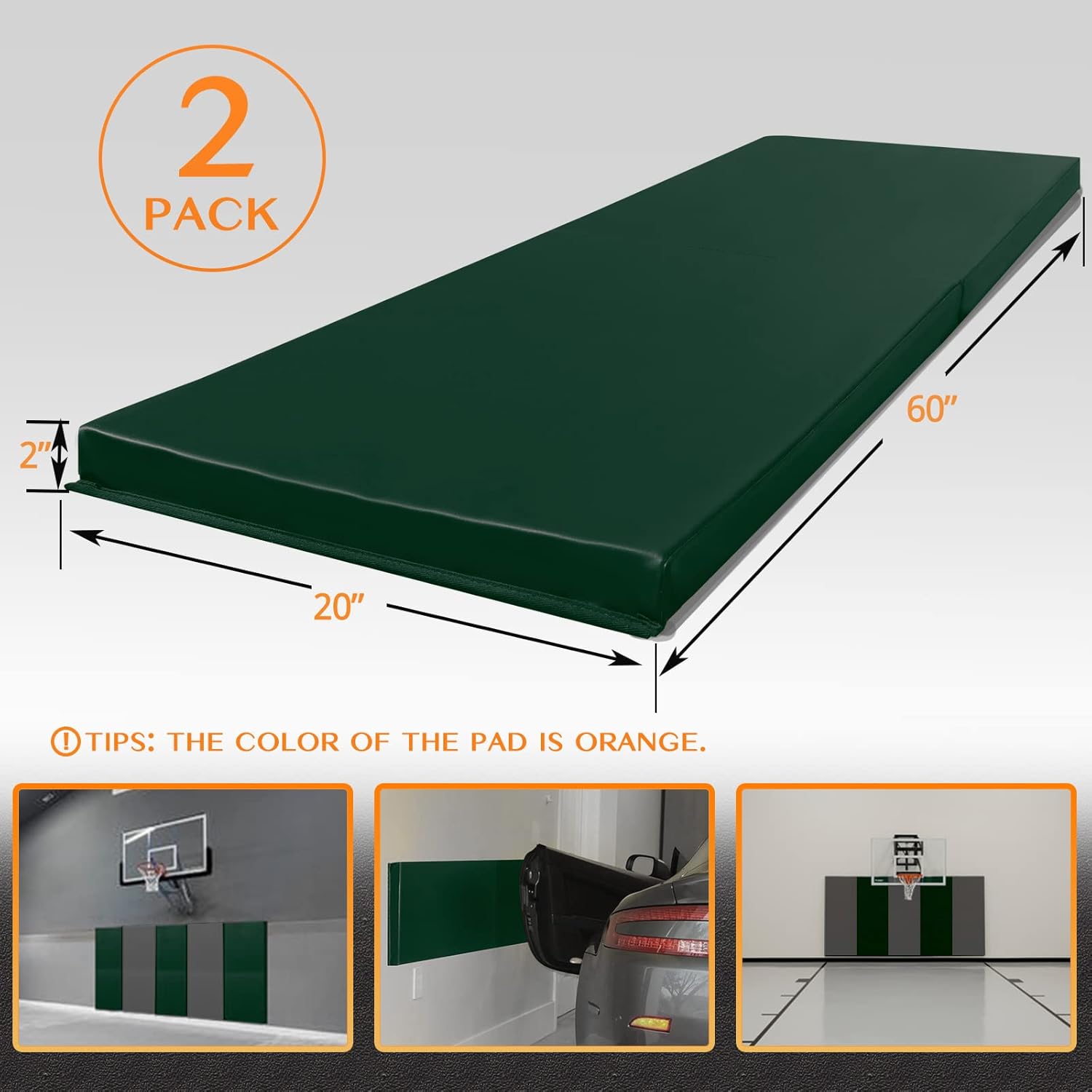 PROGOAL 2"/4" Thick Foam Protection Wall Pad，Gym Basketball-Court Protectors，Durable Waterproof Padding for Wall-Mounted Basketball Hoops(60" L x 20" W)…