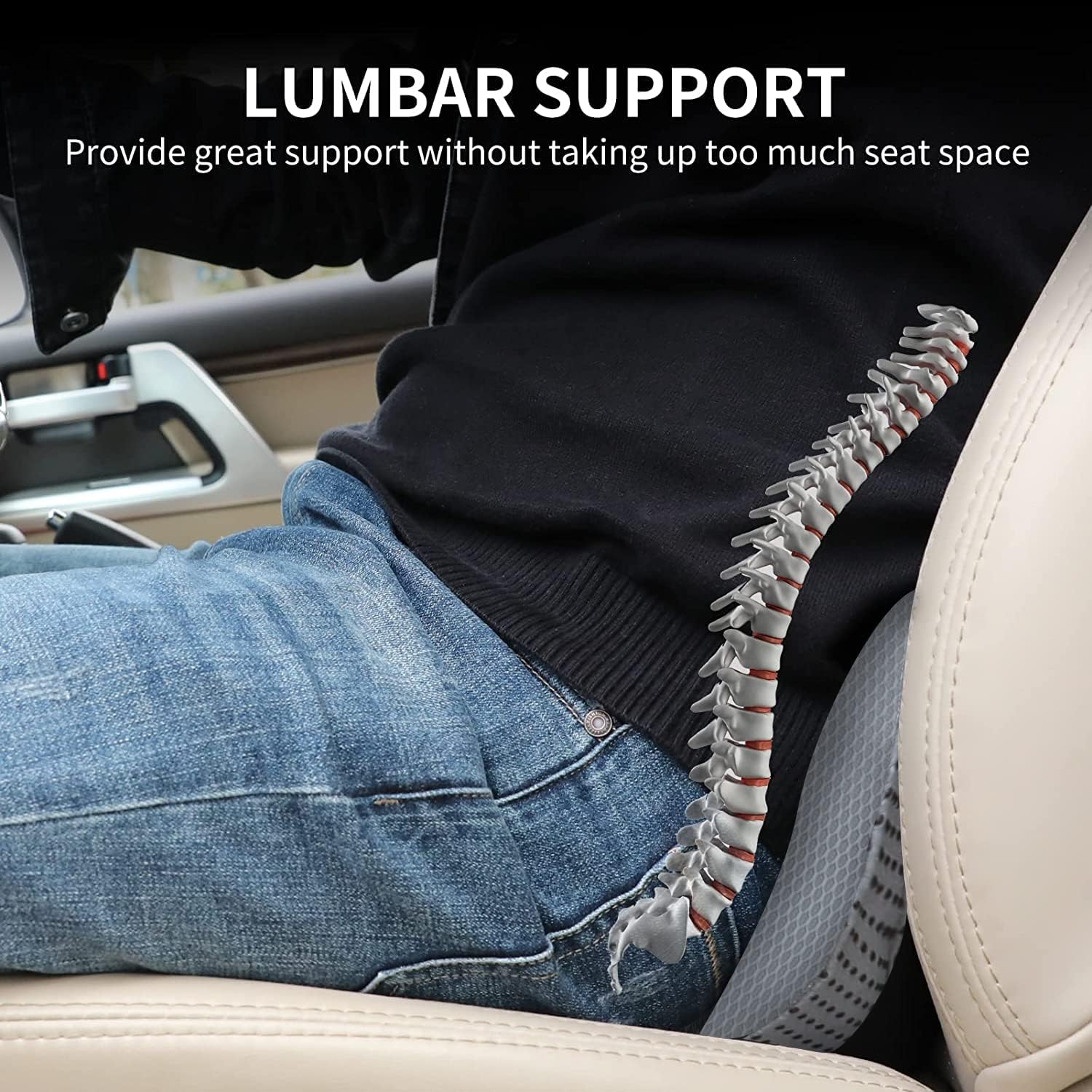 Car Seat Cushion - Memory Foam Car Seat Pad - Sciatica & Lower Back Pain Relief - Car Seat Cushions for Driving - Road Trip Essentials for Drivers(Gray)