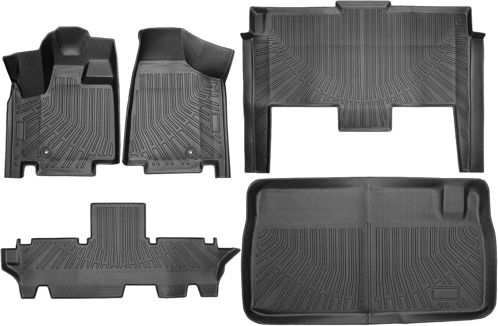 Floor Mats & Cargo Liner Set Fit for 2021-2011 Dodge Grand Caravan 7 Seat All Weather Protection TPE Anti-Slip Automotive Full Set Floor Liners Custom Dodge Grand Caravan Accessories
