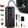 Tire Inflator Portable Air Compressor, 150 PSI Cordless Air Pump, Dual Power 6000mAh, 12V DC Car Plug, Fast Inflation 24L/Min, Auto Shut-Off, LED Light, 4 Preset Modes for Car, Bike, Motorcycle, Balls