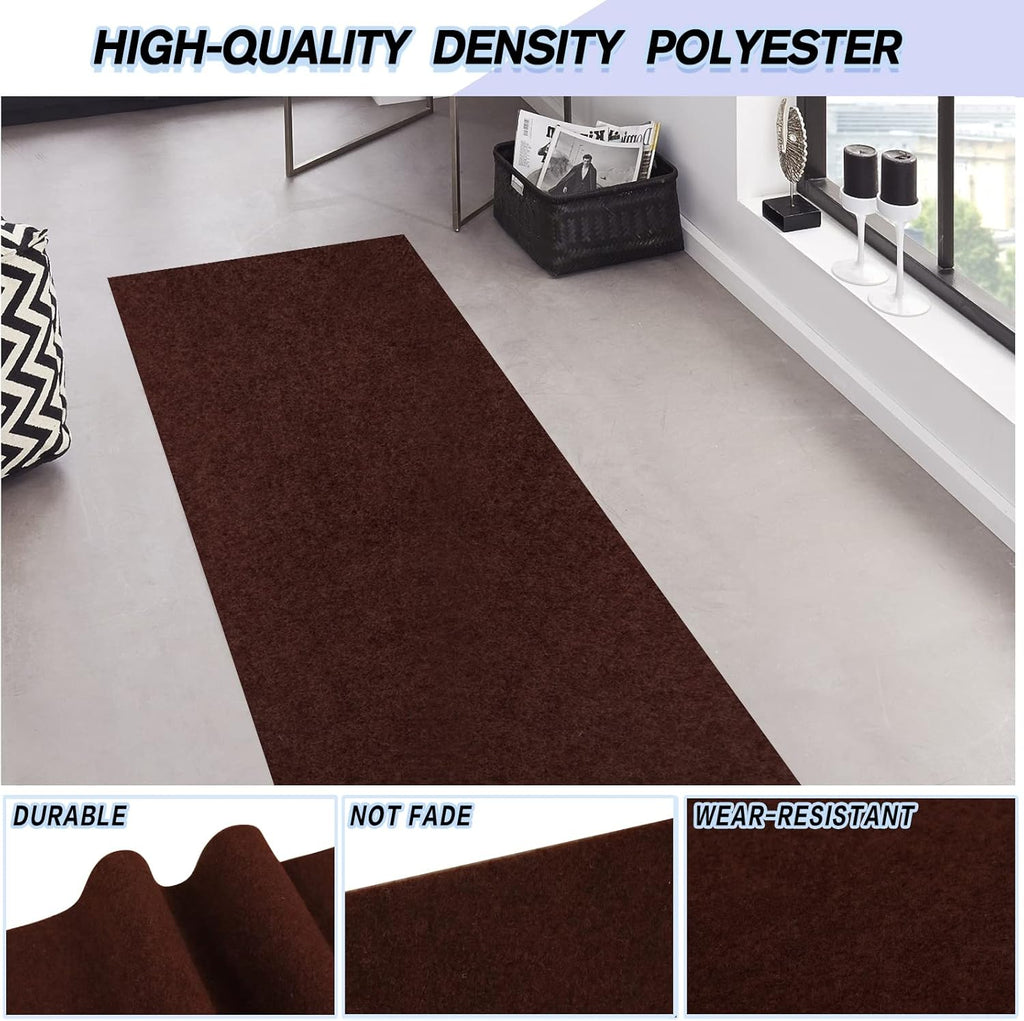 Custom Size Backed Non-Slip Area Rugs Runner, Easy Clean, Waterproof Runner Rugs for Hallway Entryway, Kitchen, Laundry, 3FT x 36FT, Brown