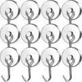 MIKEDE Strong Magnetic Hooks, 110LB Swivel Magnetic Hooks Cruise, Neodymium Magnet Hooks Heavy Duty for Hanging, Grill, Cruise Cabins, Refrigerator, Grill, Kitchen, Locker - Pack of 12