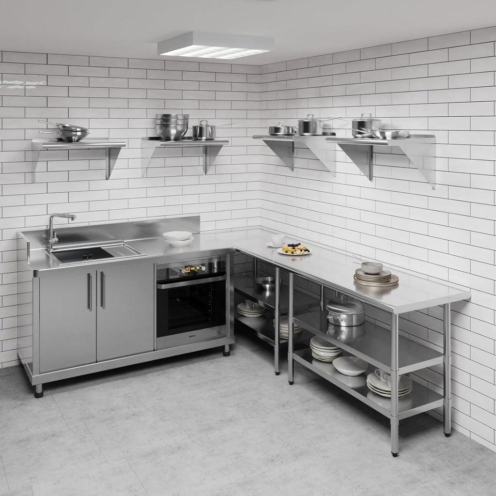 AmGood 24" Long X 16" Deep Stainless Steel Wall Shelf | NSF Certified | Appliance & Equipment Metal Shelving | Kitchen, Restaurant, Garage, Laundry, Utility Room