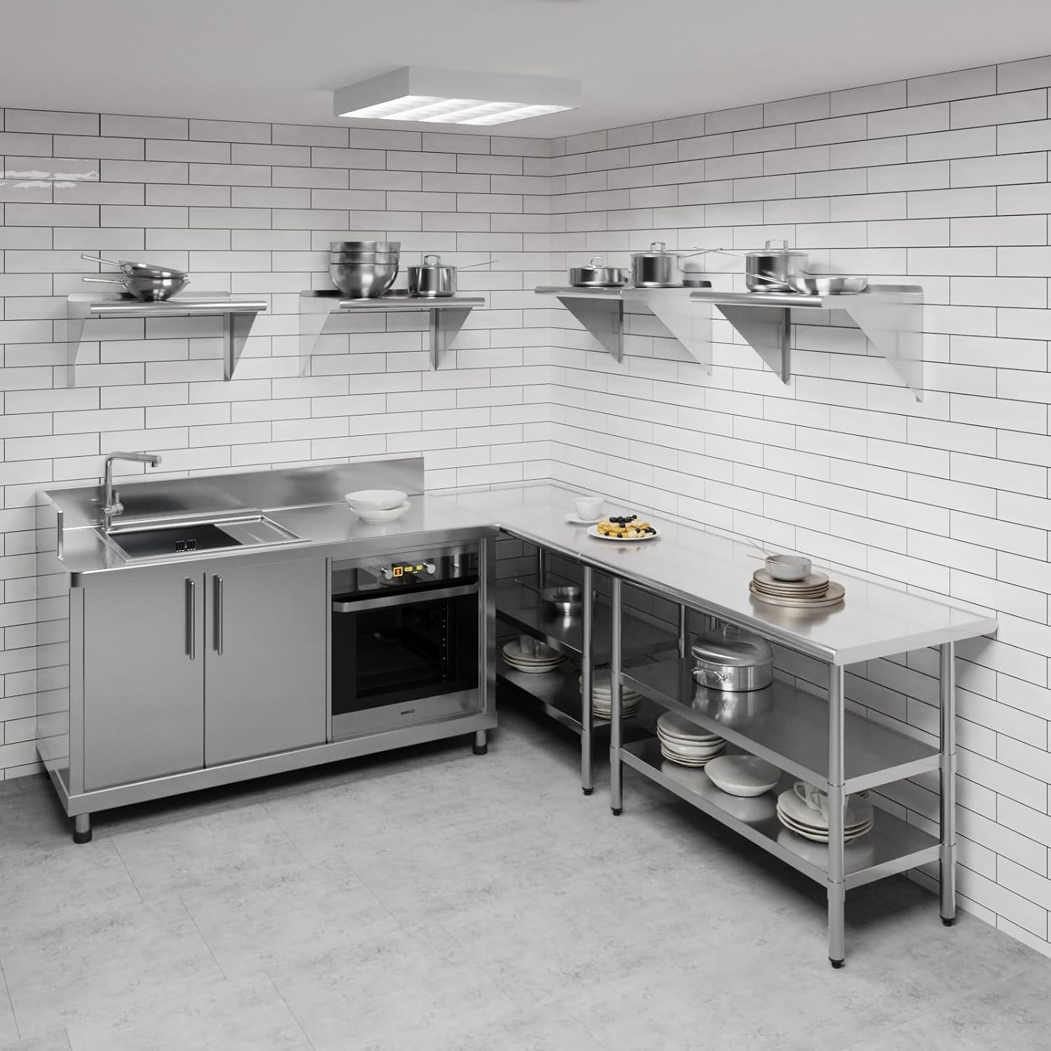 AmGood 24" Long X 16" Deep Stainless Steel Wall Shelf | NSF Certified | Appliance & Equipment Metal Shelving | Kitchen, Restaurant, Garage, Laundry, Utility Room