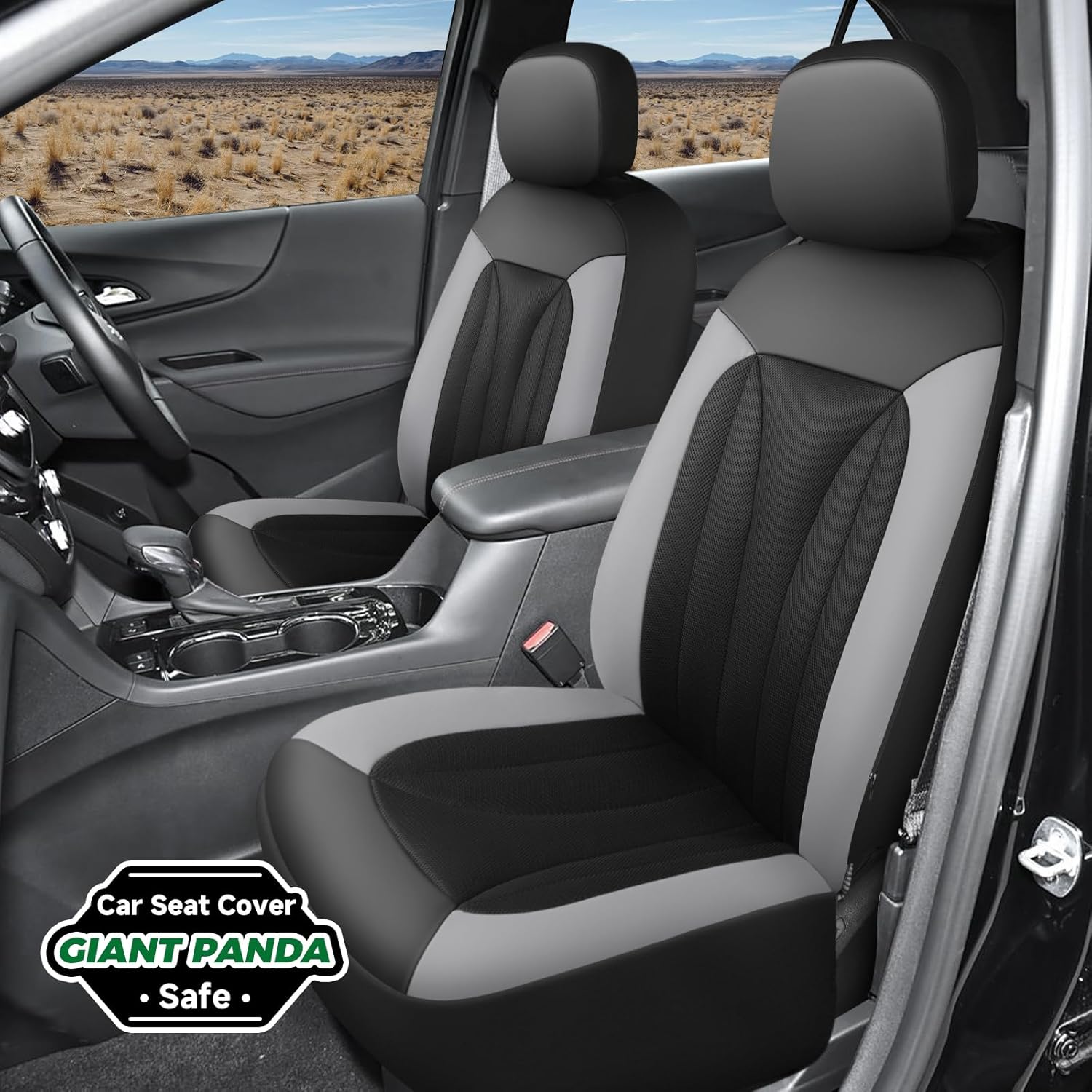GIANT PANDA Fit Chevy Silverado 1500 2500 3500 Front Car Seat Cover, 3D Air Mesh Breathable Seat Protector, Grey(2-Pack)