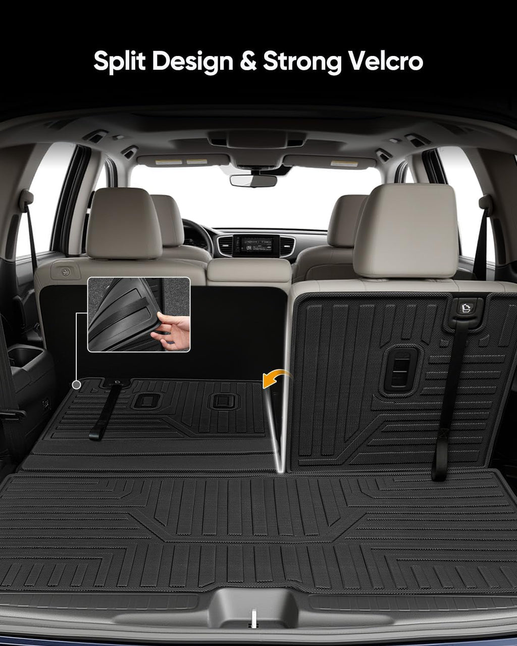 Car Floor Mats for Honda Pilot 2016-2022 8 Seats (No Elite Models), Accessories for Honda Pilot 2016-2022, All Weather Black Rubber Liners for Cars, Custom Fit Trunk Mat Back Seat Cover, 4PCS