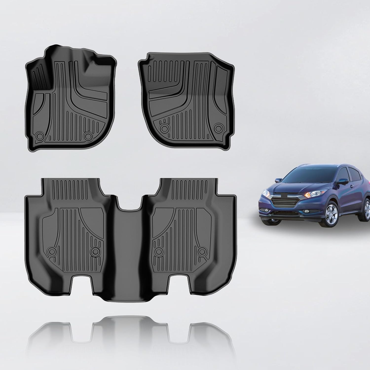 Floor Mats Fit for Honda HR-V HRV 2016-2022 - Front and Rear Row Liner Automotive Floor Mats - All-Weather Protection TPE Car Floor Liners HRV Accessories Black