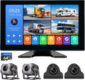 4 Channel 1080p Backup Camera Dash Cam for RV/Truck/Trailer/Van/SUV/Cars,10.2 Inch Touch Screen Quad Split Parking Monitor with DVR Recording/Playback/Bluetooth/FM Radio/Music/Video Player